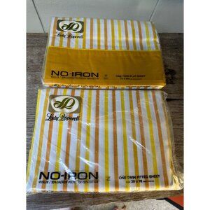 NOS Vintage Lady Pepperell No-Iron Muslin Twin Sheet Set 50% Dacron Polyester 50